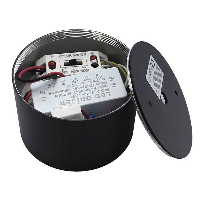 Decorativi Oprawa sufitowa LED 9W CCT 3000K-6000K czarna IP54 1403