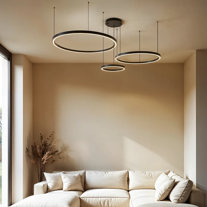 Lampa wisząca Monza okręgi 116W czarna 1236 - Decorativi