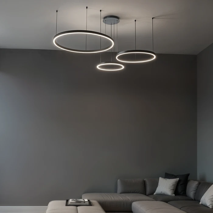Lampa wisząca Monza okręgi 116W czarna 1236 - Decorativi