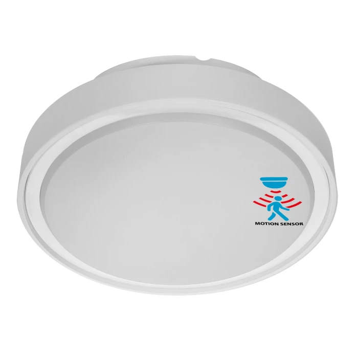 Plafon zewnętrzny IP65  PIR 2xE27 biały z czujnikiem ruchu i zmierzchu 1363- Decorativi