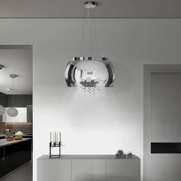 Lampa szklana chrom COSMOS koraliki z prześwitami 50cm 519 - Decorativi