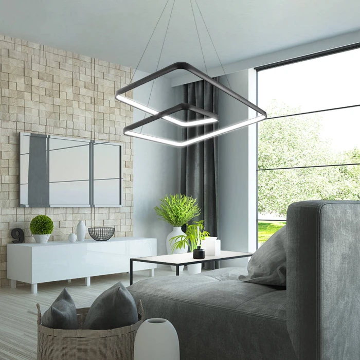Lampa Led designerska wisząca 64W czarna 4000K kwadraty 532 - Decorativi