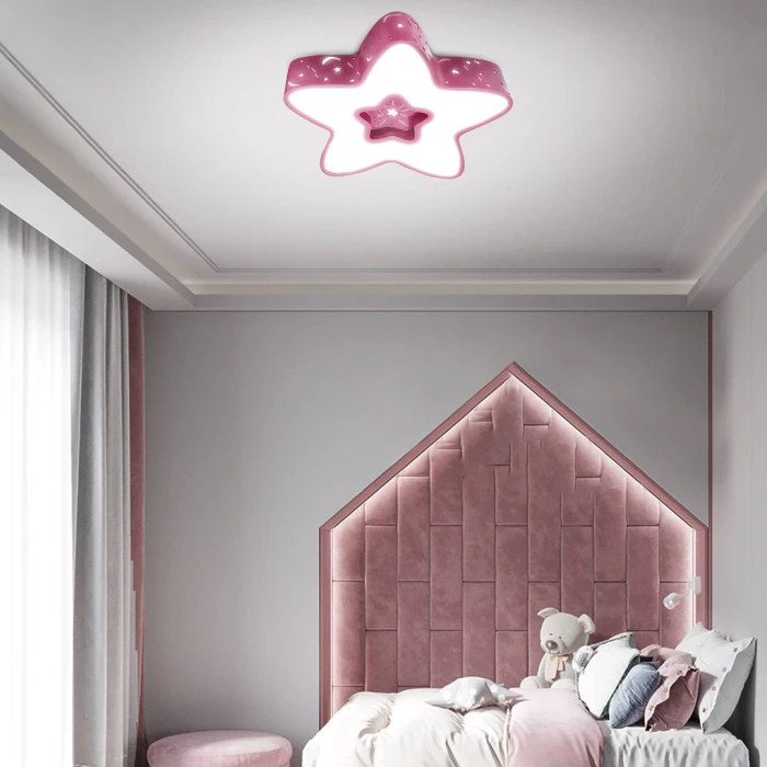 Lampa do pokoju dziecinnego na pilota sufitowa różowe gwiazdki 44W 409 - Decorativi