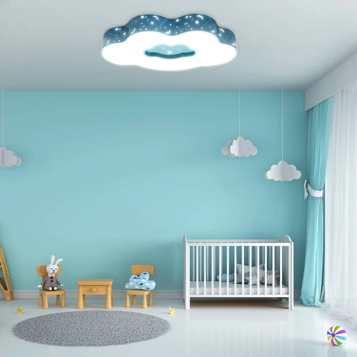 Lampa do pokoju dziecka na pilota sufitowa LED niebieskie chmury 52W 410 - Decorativi