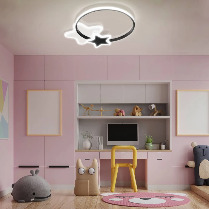 Lampa do pokoju dziecięcego LED na pilota gwiazdki biało czarne 60W  417 - Decorativi
