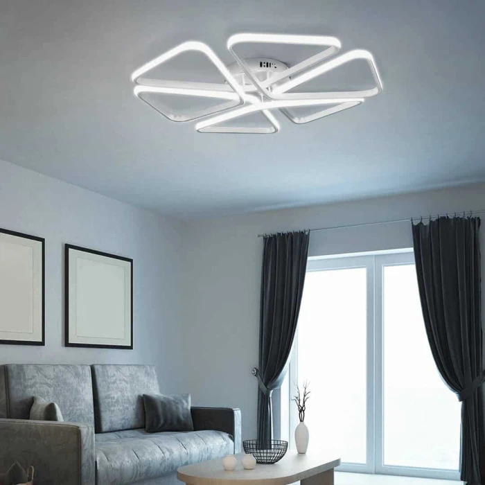 Lampa sufitowa trójkąty LED na pilota do salonu 72W biała 433 - Decorativi