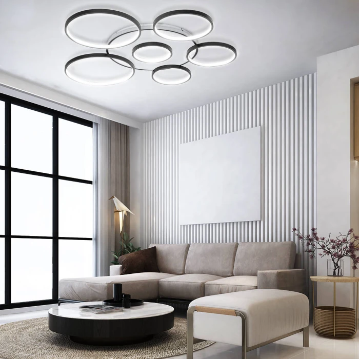 Duża czarna lampa sufitowa GIACOMMO na pilota do salonu LED 140W  443 - Decorativi