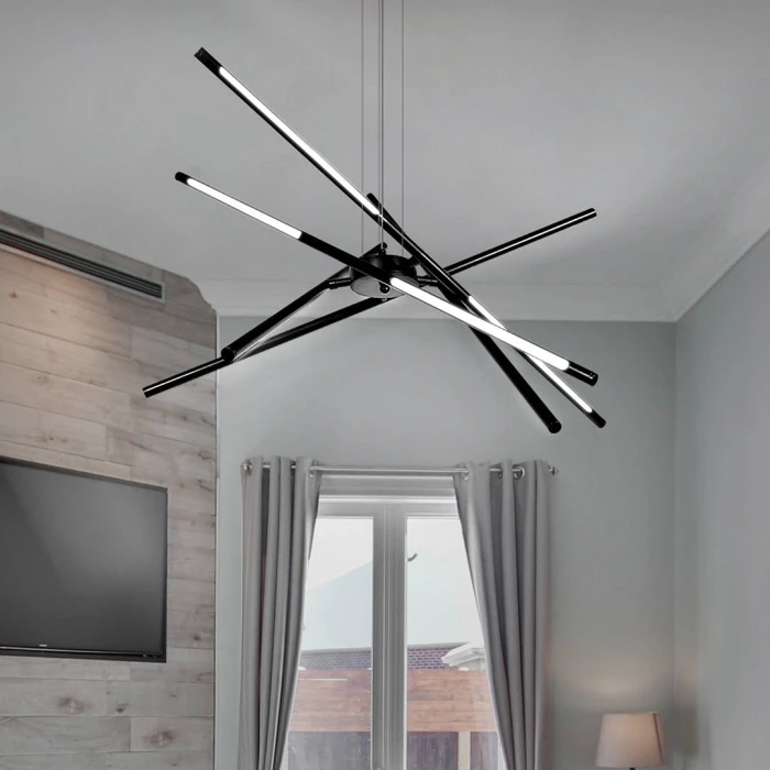 Lampa ultra nowoczesne na pilota LED wisząca czarna 64W 613 - Decorativi