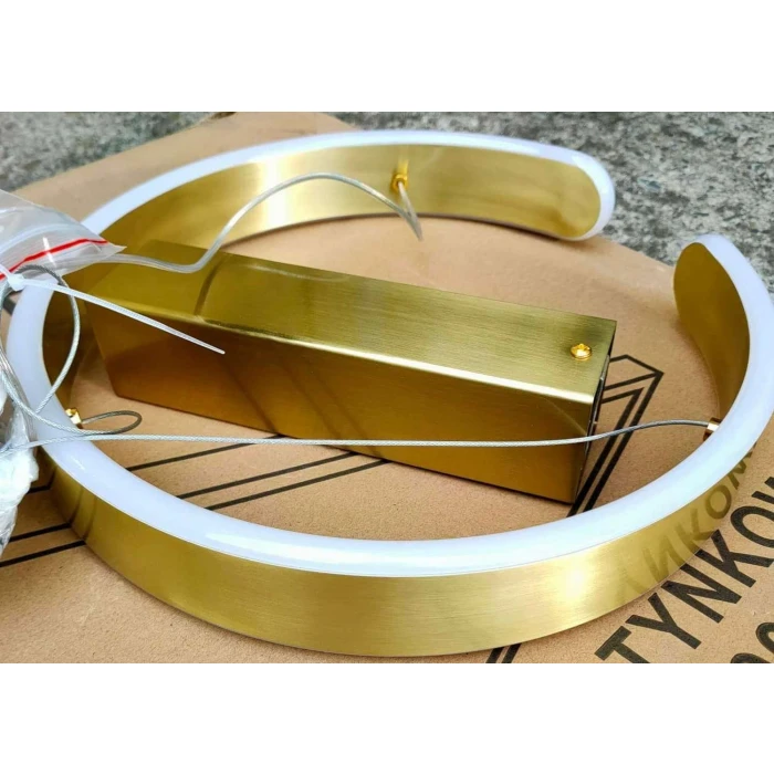 Lampa LED duża do salonu 264W złota okręgi 542 na pilota - Decorativi