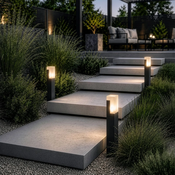 Słupek ogrodowy premium  aluminium + poliwęglan czarny IP65  E27 HUBERT 1758 - Decorativi