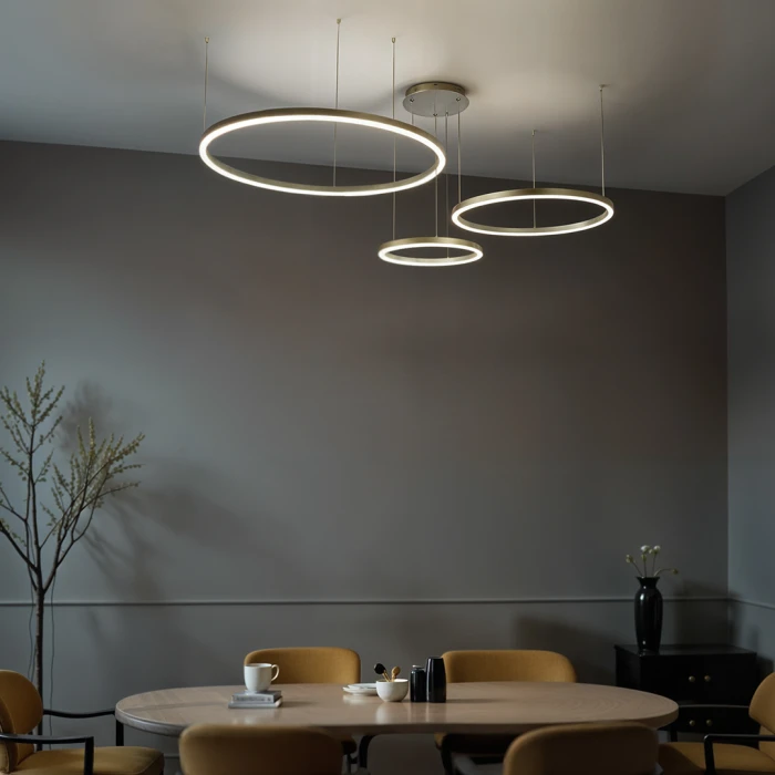 Lampa wisząca Monza okręgi 116W złota 1237 - Decorativi