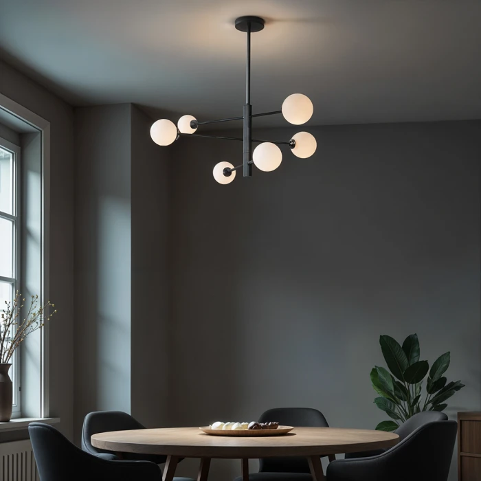 Lampa sufitowa Belgrado 6xG9 czarna + białe kule 1245 - Decorativi