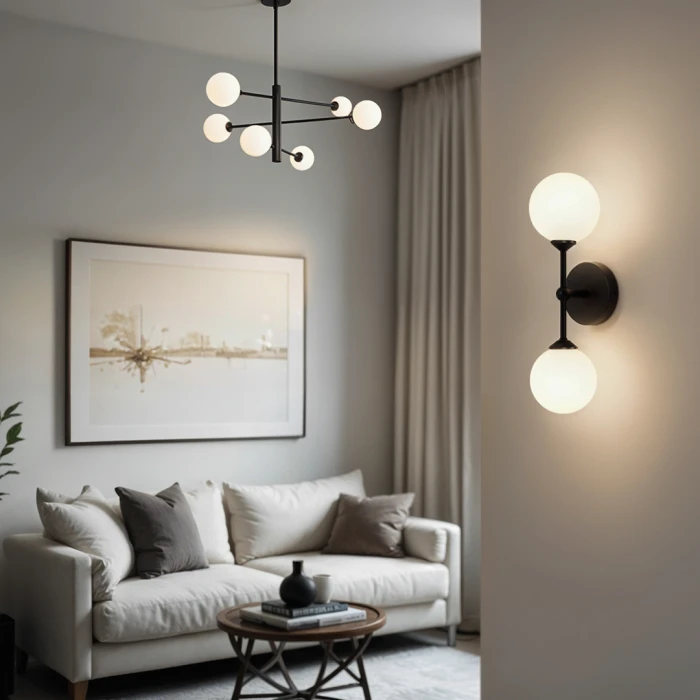 Lampa sufitowa Belgrado 6xG9 czarna + białe kule 1245 - Decorativi