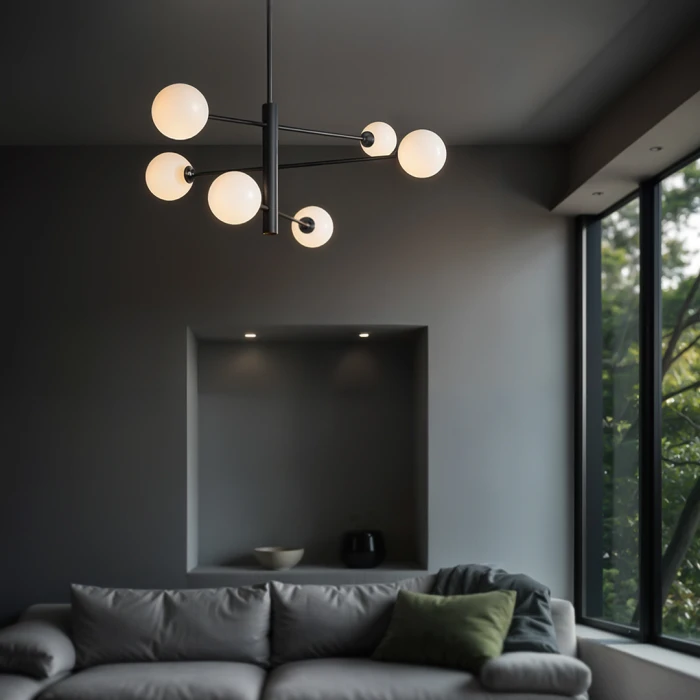 Lampa sufitowa Belgrado 6xG9 czarna + białe kule 1245 - Decorativi