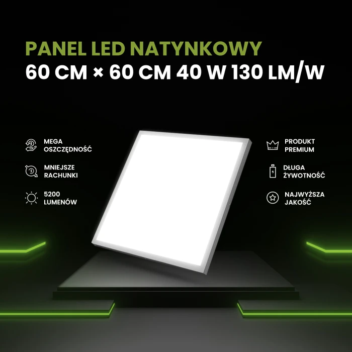 Panel natynkowy LED 60x60cm 40W biały 130lm/W 950 4000K 950 - Decorativi