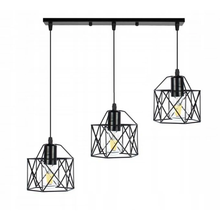 Lampa wisząca do salonu loftowa Brylant do jadalni czarny 3xE27 501 - Decorativi
