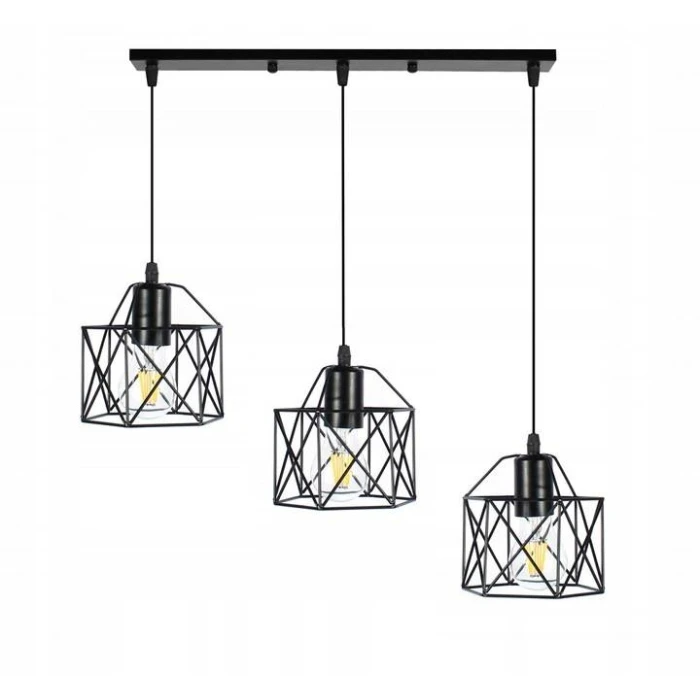 Lampa wisząca do salonu loftowa Brylant do jadalni czarny 3xE27 501 - Decorativi