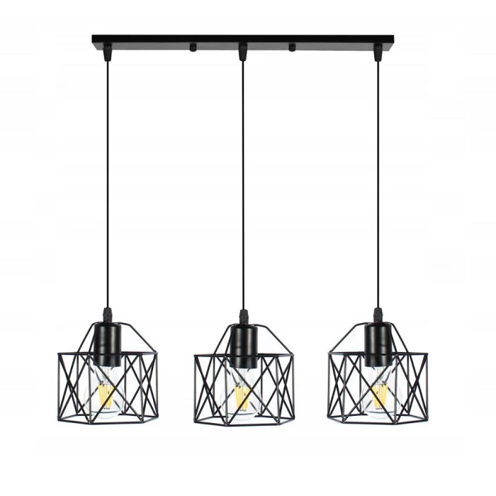 Lampa wisząca do salonu loftowa Brylant do jadalni czarny 3xE27 501 - Decorativi