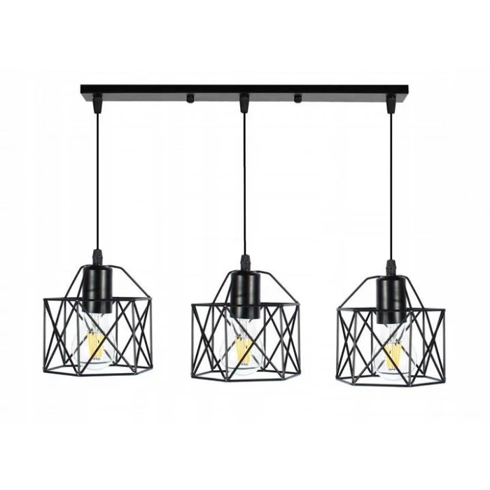 Lampa wisząca do salonu loftowa Brylant do jadalni czarny 3xE27 501 - Decorativi