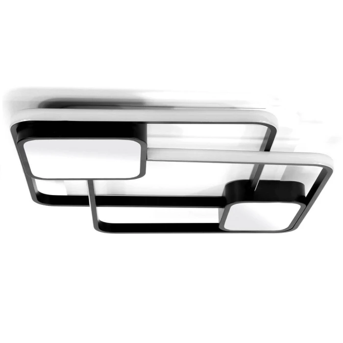 Designerska czarna lampa sufitowa na pilota do sypialni LED kwadraty 80W 442 - Decorativi
