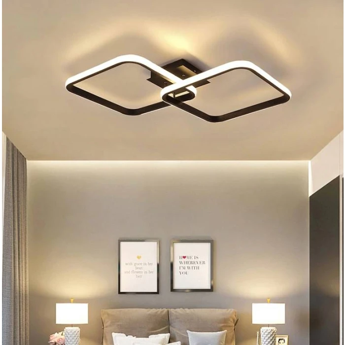 Designerska Lampa sufitowa na pilota LED kwadraty 42W Czarna 303 - Decorativi