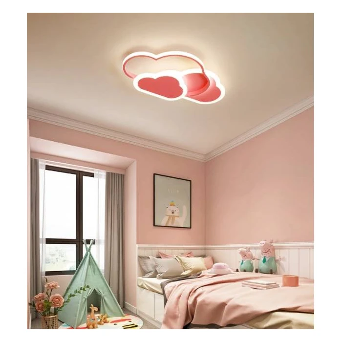 Lampa do pokoju dziecięcego LED różowe chmurki na sufit LED 58W na pilota 415 - Decorativi