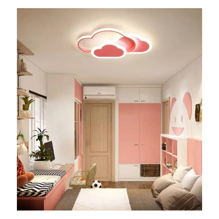 Lampa do pokoju dziecięcego LED różowe chmurki na sufit LED 58W na pilota 415 - Decorativi