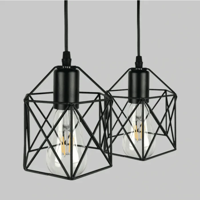 Lampa wisząca loftowa Brylant do jadalni klatka czarny klosz E27 507 - Decorativi