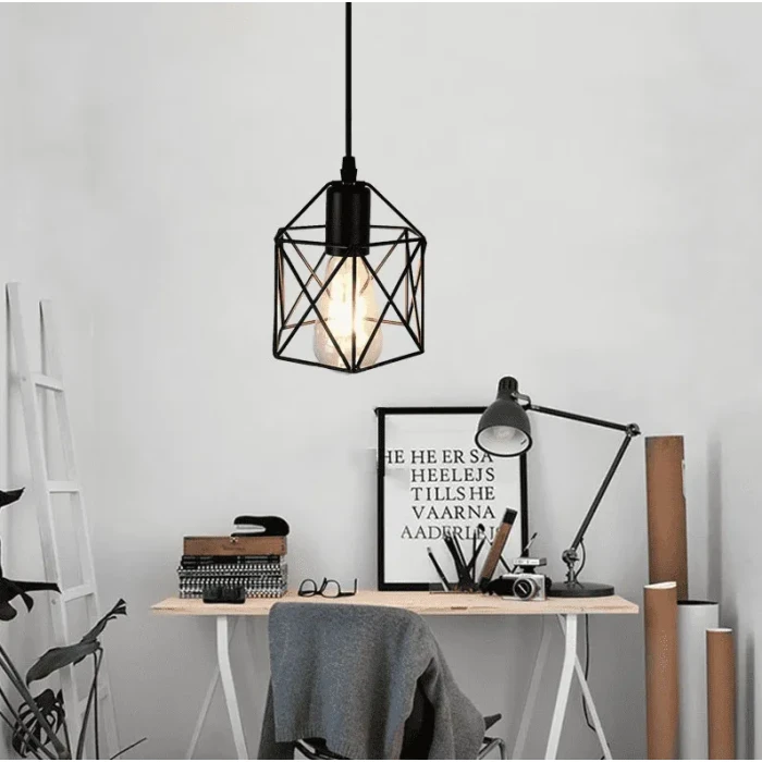 Lampa wisząca loftowa Brylant do jadalni klatka czarny klosz E27 507 - Decorativi