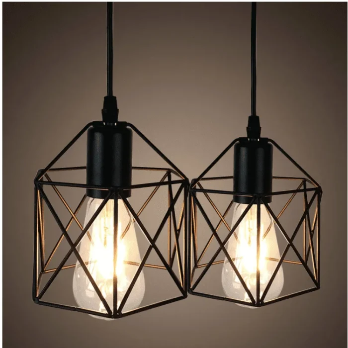 Lampa wisząca loftowa Brylant do jadalni klatka czarny klosz E27 507 - Decorativi