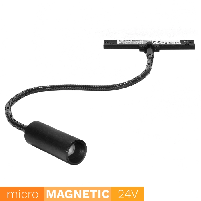Elastyczna lampa do szyn magnetycznych un5-ydl20 micro magnetic 3w 3000k czarna 1569 - decorativi