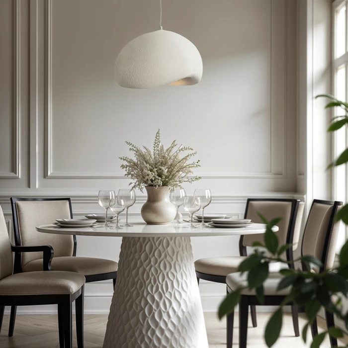 Lampa wisząca ROSTIA 48cm E27 biała struktura 1366 - Decorativi