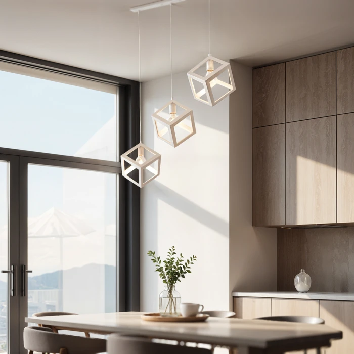 Lampa wisząca Loft biała kostka