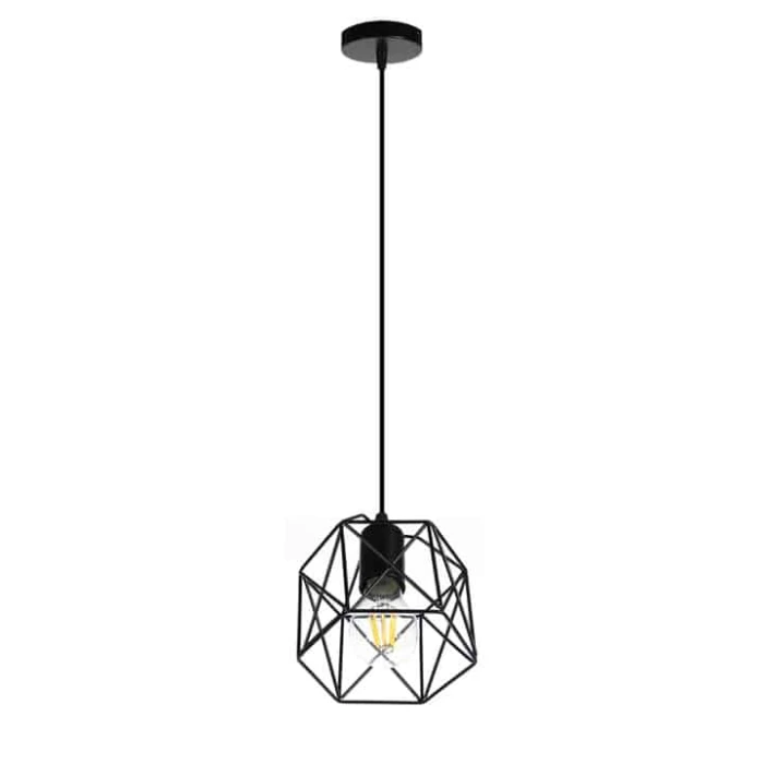 Lampa loft wisząca  Brylant do jadalni klatka czarny klosz E27 506 - Decorativi