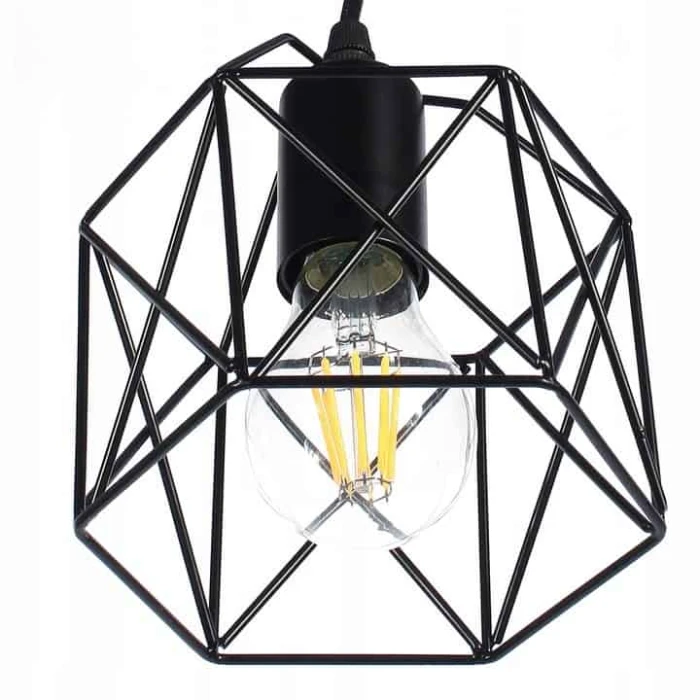 Lampa wisząca loftowa Brylant do jadalni klatka czarny klosz E27 507 - Decorativi